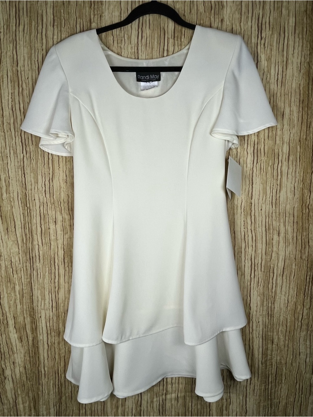 Ivory Layered Mini Dress with Flutter Sleeves